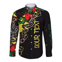 Lion King Africa Graffiti Street Art Long Sleeve Button Shirt Bold Text and Neon Colors Design - Wonder Print Shop