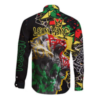 Lion King Africa Graffiti Street Art Long Sleeve Button Shirt Bold Text and Neon Colors Design - Wonder Print Shop