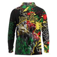 Lion King Africa Graffiti Street Art Long Sleeve Polo Shirt Bold Text and Neon Colors Design - Wonder Print Shop