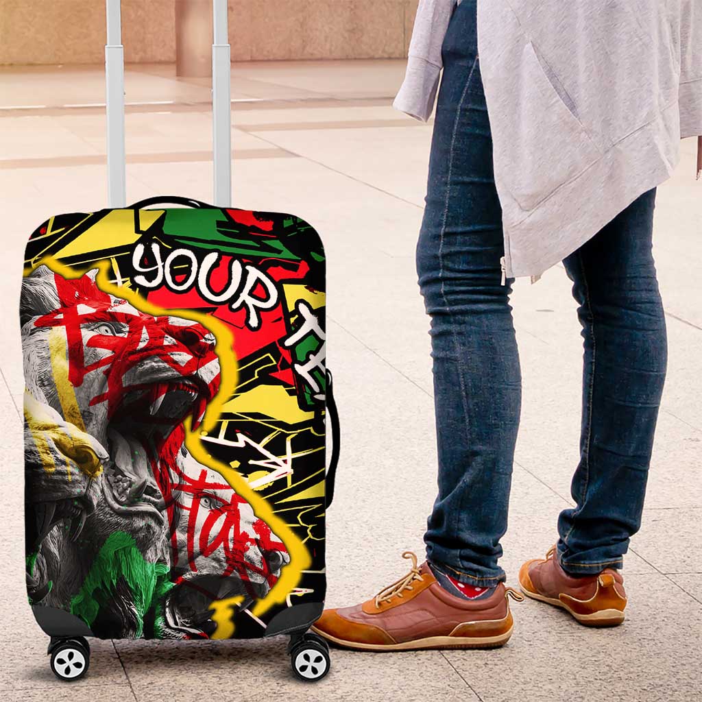 Lion King Africa Graffiti Street Art Luggage Cover Bold Text and Neon Colors Design - Wonder Print Shop