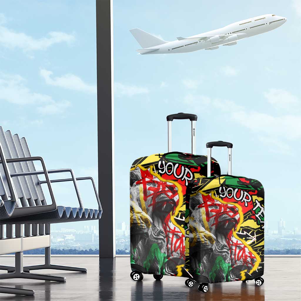 Lion King Africa Graffiti Street Art Luggage Cover Bold Text and Neon Colors Design - Wonder Print Shop