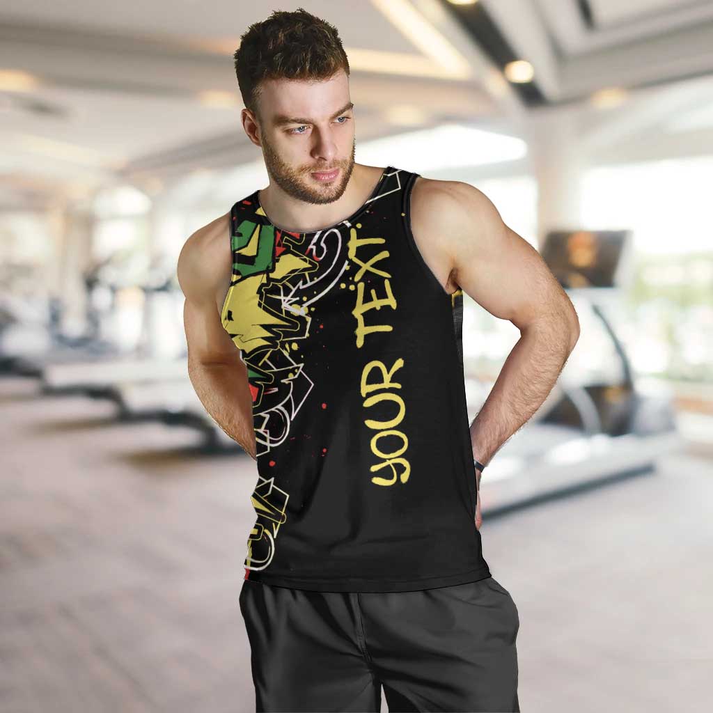 Lion King Africa Graffiti Street Art Men Tank Top Bold Text and Neon Colors Design - Wonder Print Shop