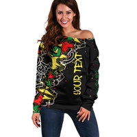Lion King Africa Graffiti Street Art Off Shoulder Sweater Bold Text and Neon Colors Design - Wonder Print Shop