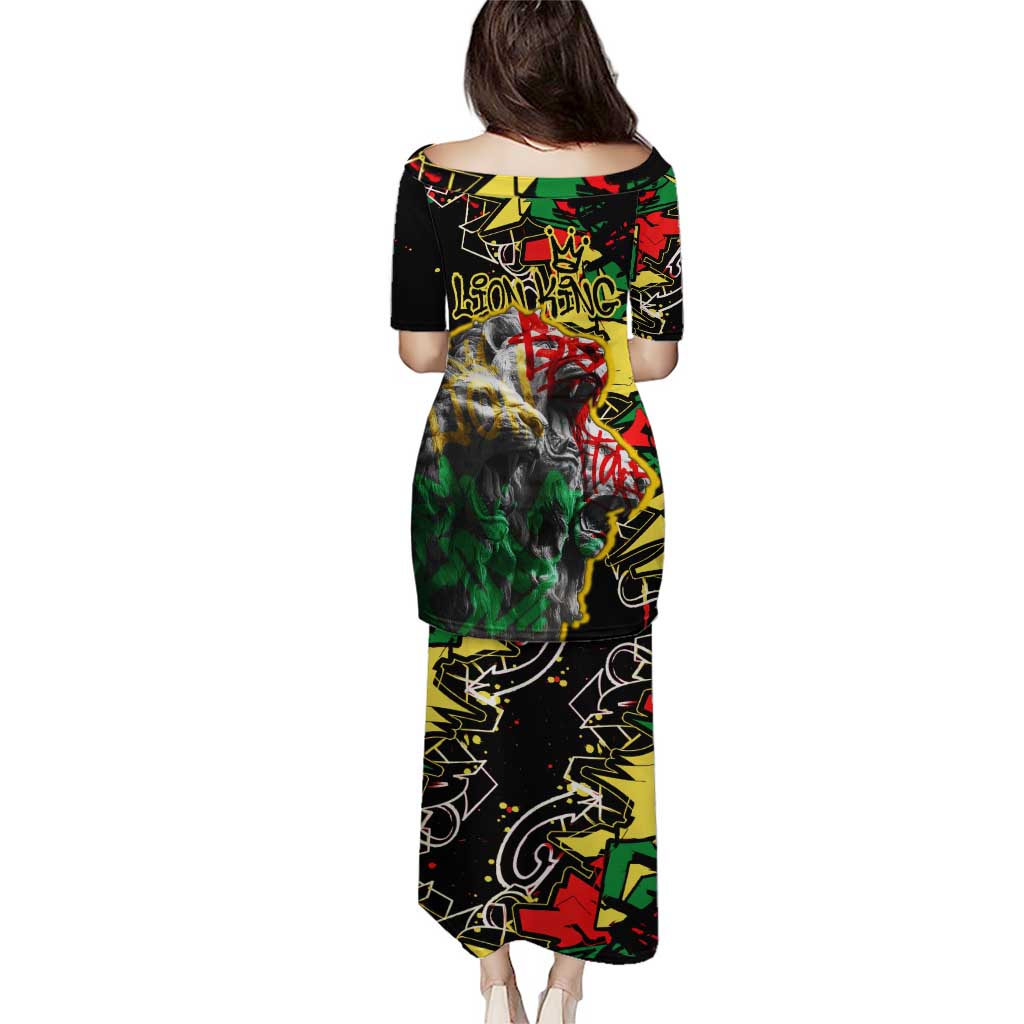 Lion King Africa Graffiti Street Art Puletasi Bold Text and Neon Colors Design - Wonder Print Shop