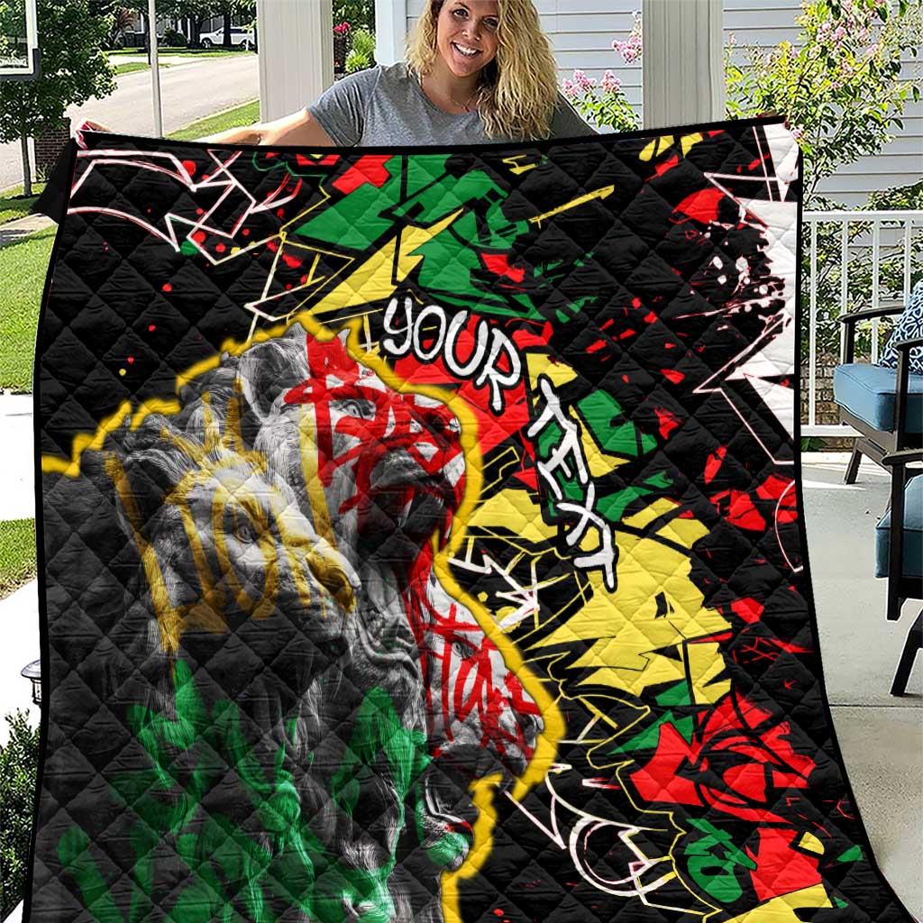 Lion King Africa Graffiti Street Art Quilt Bold Text and Neon Colors Design - Wonder Print Shop
