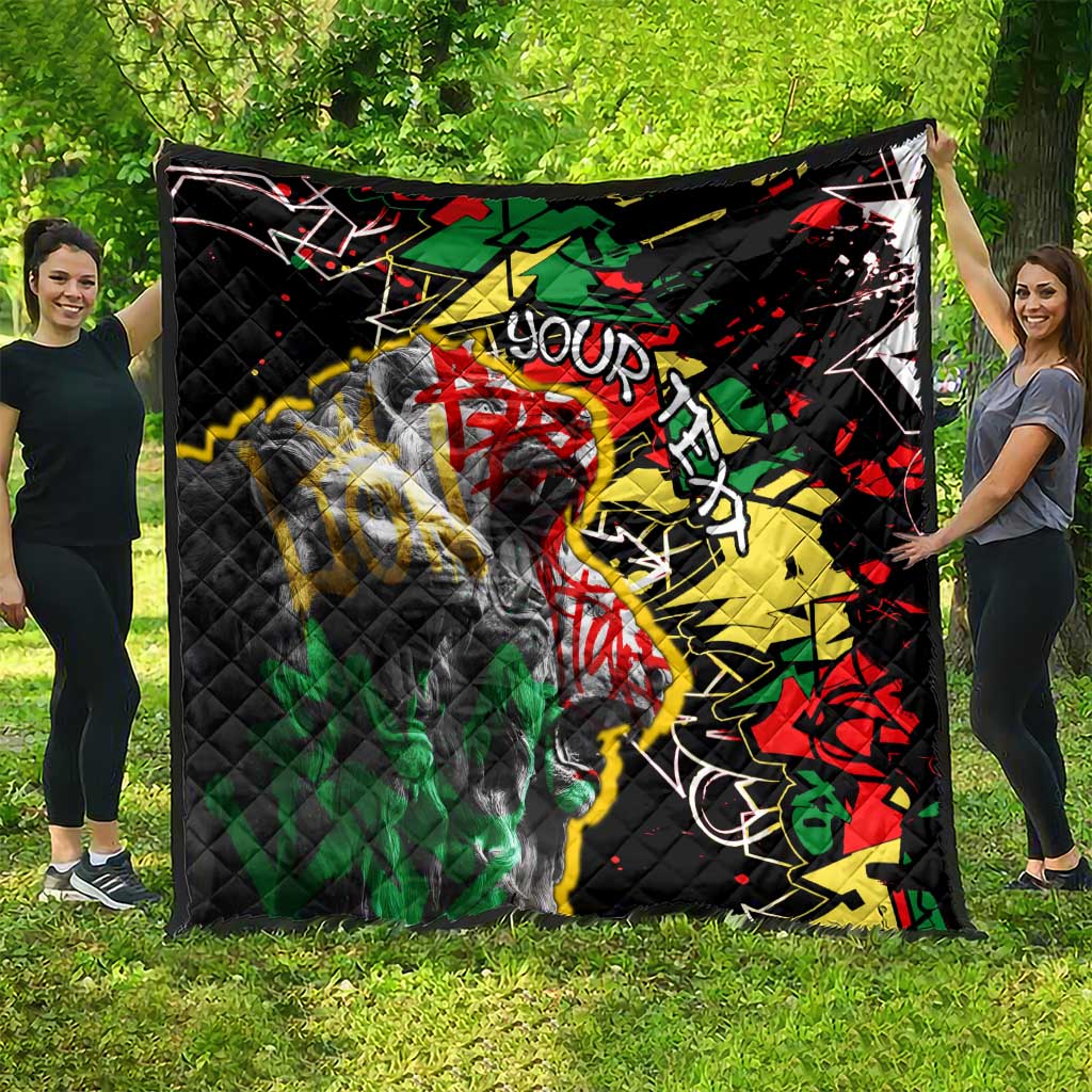 Lion King Africa Graffiti Street Art Quilt Bold Text and Neon Colors Design - Wonder Print Shop