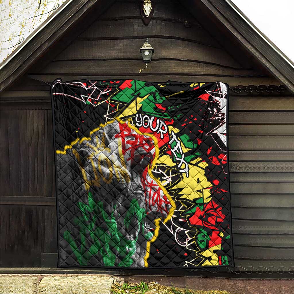 Lion King Africa Graffiti Street Art Quilt Bold Text and Neon Colors Design - Wonder Print Shop
