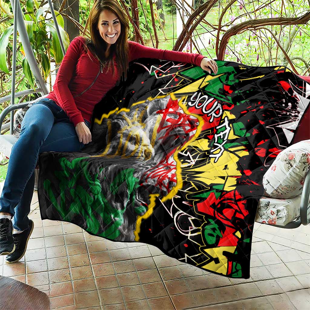 Lion King Africa Graffiti Street Art Quilt Bold Text and Neon Colors Design - Wonder Print Shop