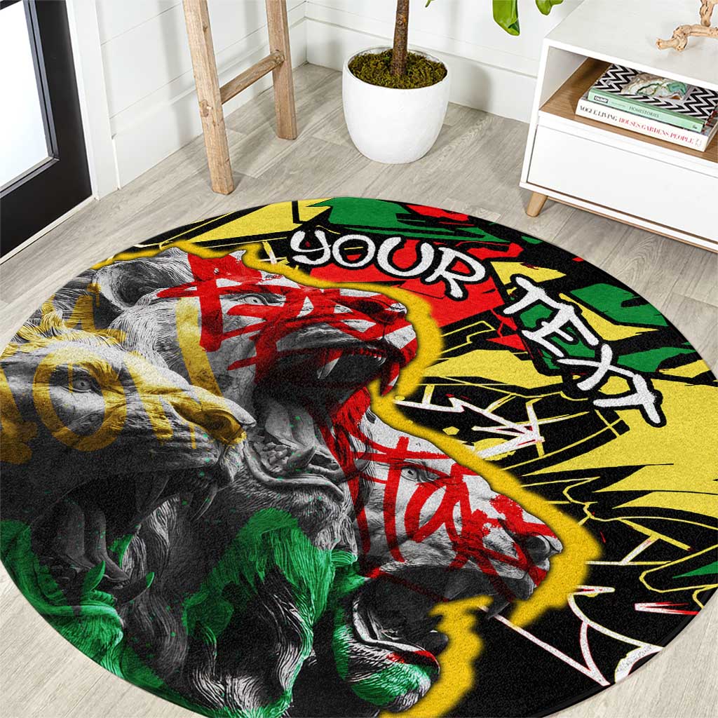 Lion King Africa Graffiti Street Art Round Carpet Bold Text and Neon Colors Design - Wonder Print Shop