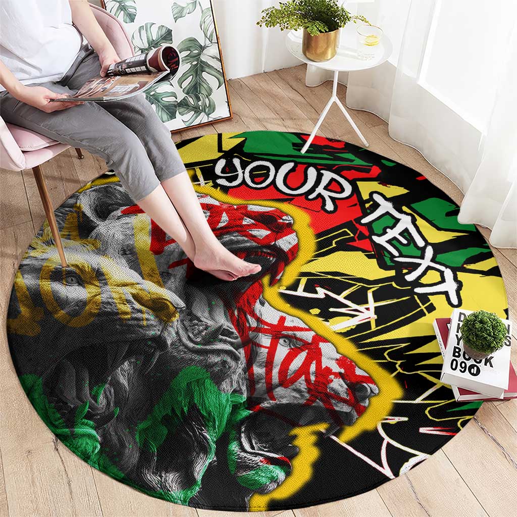 Lion King Africa Graffiti Street Art Round Carpet Bold Text and Neon Colors Design - Wonder Print Shop