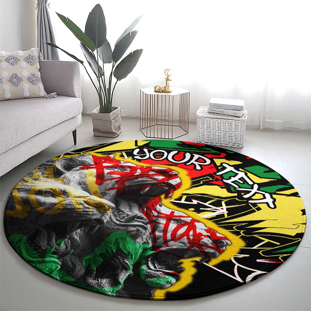 Lion King Africa Graffiti Street Art Round Carpet Bold Text and Neon Colors Design - Wonder Print Shop