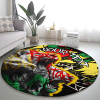 Lion King Africa Graffiti Street Art Round Carpet Bold Text and Neon Colors Design - Wonder Print Shop