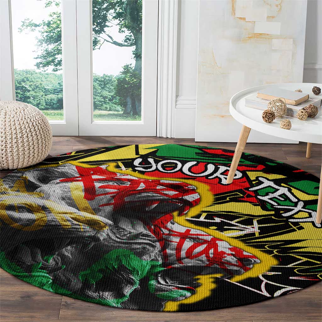 Lion King Africa Graffiti Street Art Round Carpet Bold Text and Neon Colors Design - Wonder Print Shop