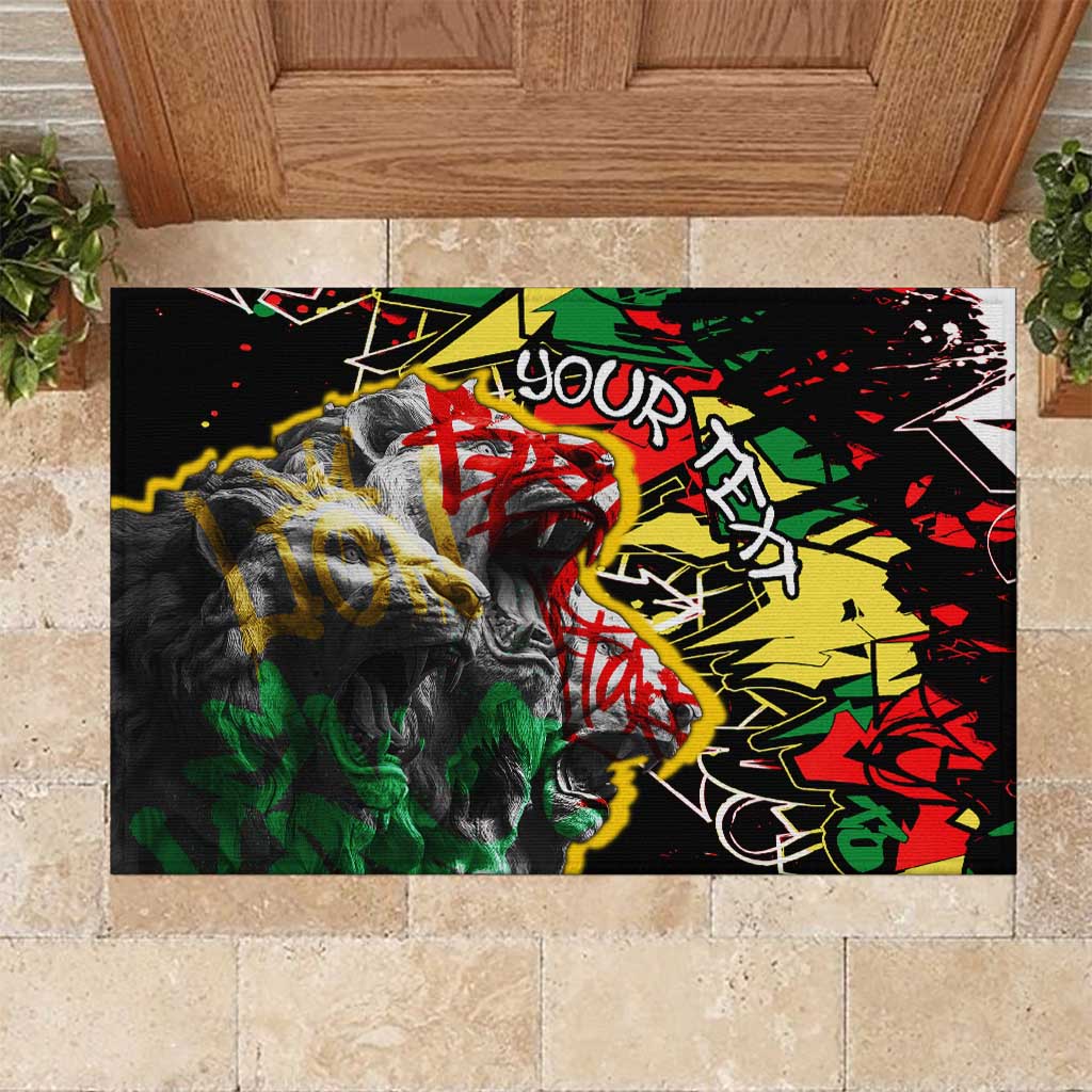 Lion King Africa Graffiti Street Art Rubber Doormat Bold Text and Neon Colors Design - Wonder Print Shop