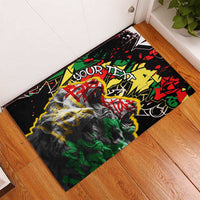 Lion King Africa Graffiti Street Art Rubber Doormat Bold Text and Neon Colors Design - Wonder Print Shop