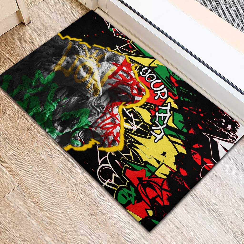 Lion King Africa Graffiti Street Art Rubber Doormat Bold Text and Neon Colors Design - Wonder Print Shop