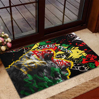 Lion King Africa Graffiti Street Art Rubber Doormat Bold Text and Neon Colors Design - Wonder Print Shop
