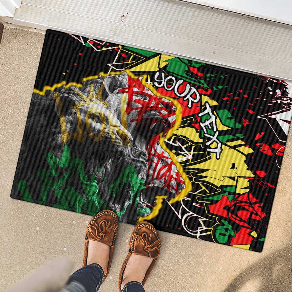 Lion King Africa Graffiti Street Art Rubber Doormat Bold Text and Neon Colors Design - Wonder Print Shop
