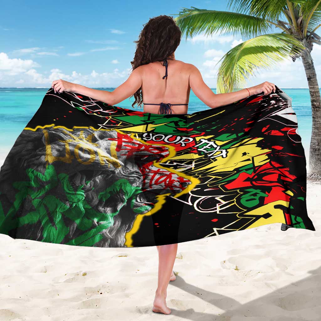 Lion King Africa Graffiti Street Art Sarong Bold Text and Neon Colors Design - Wonder Print Shop