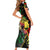 Lion King Africa Graffiti Street Art Short Sleeve Bodycon Dress Bold Text and Neon Colors Design - Wonder Print Shop
