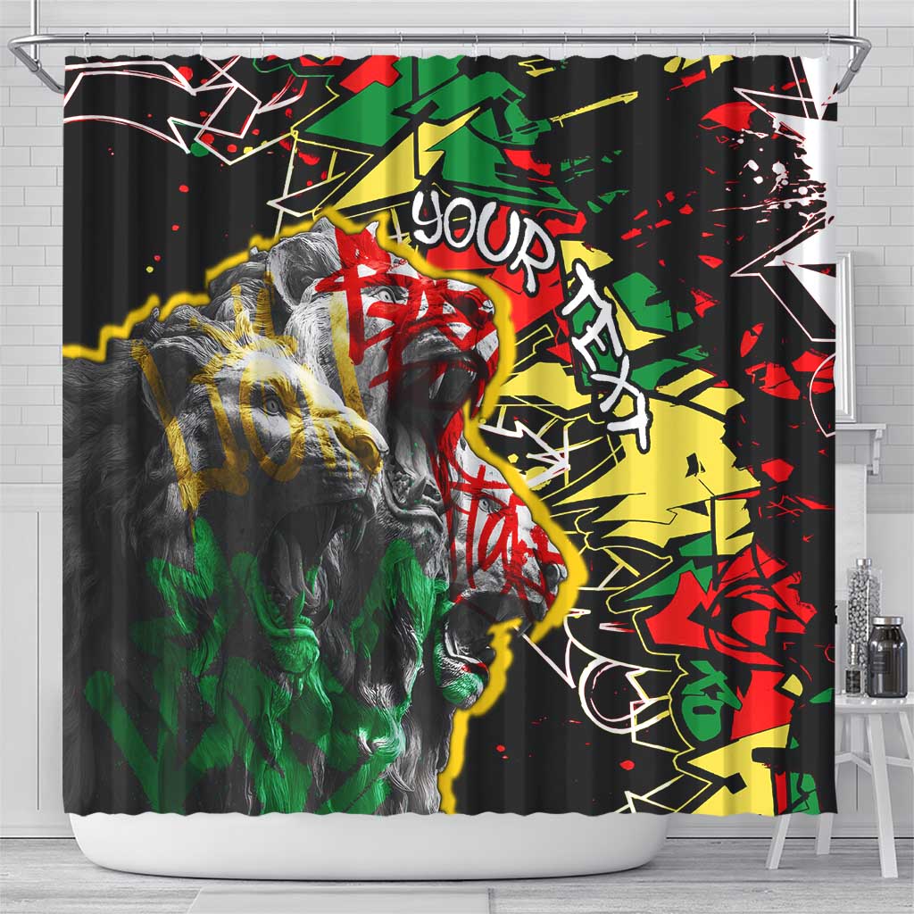 Lion King Africa Graffiti Street Art Shower Curtain Bold Text and Neon Colors Design - Wonder Print Shop
