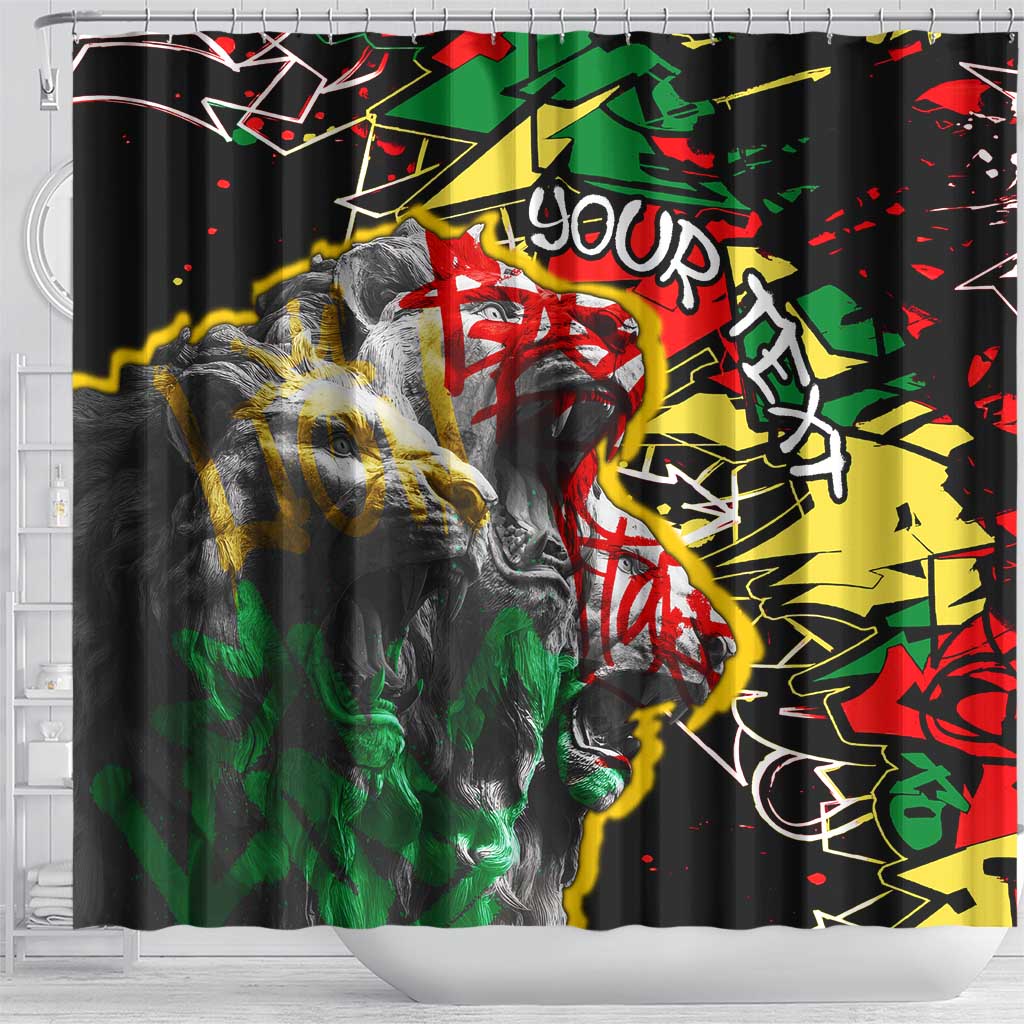 Lion King Africa Graffiti Street Art Shower Curtain Bold Text and Neon Colors Design - Wonder Print Shop