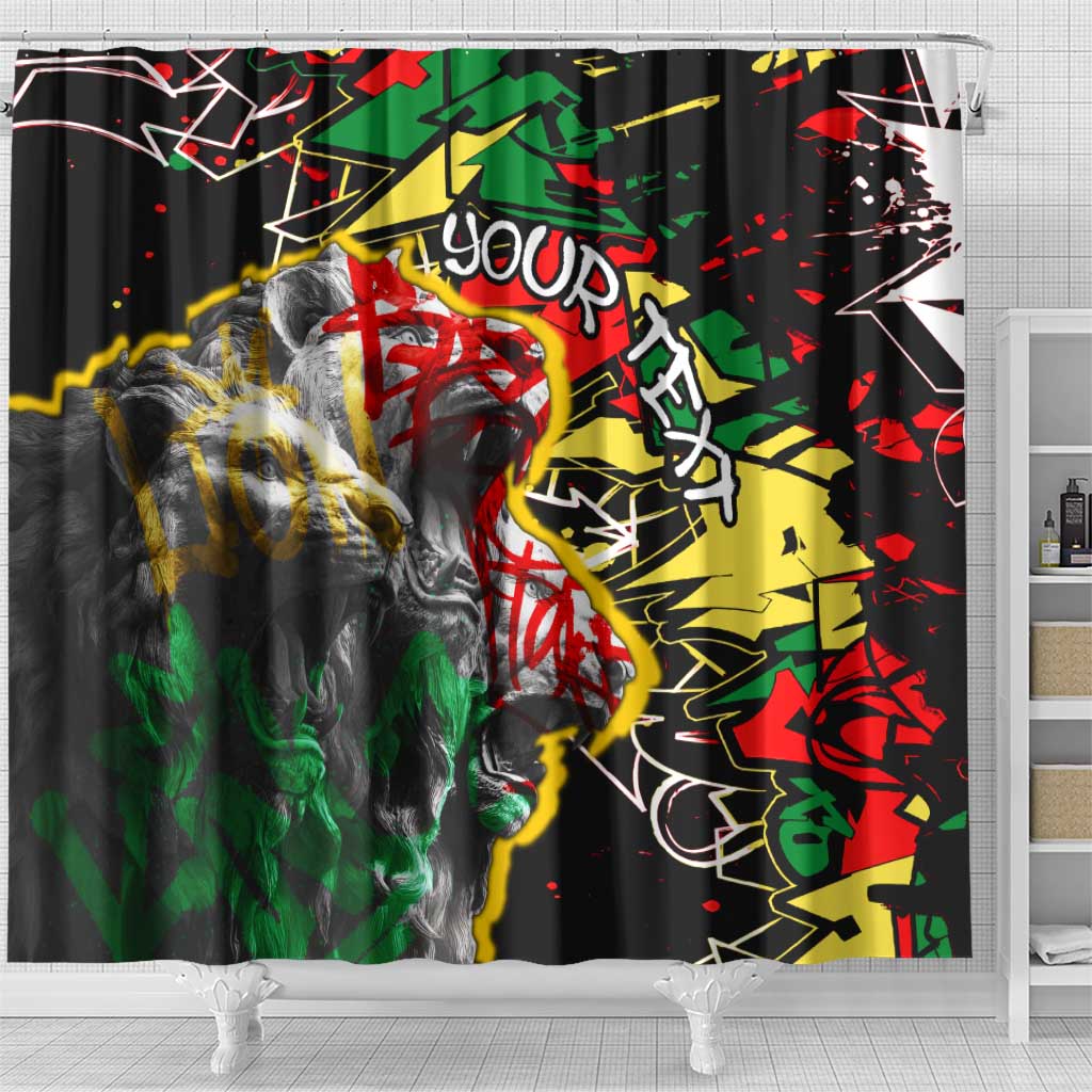 Lion King Africa Graffiti Street Art Shower Curtain Bold Text and Neon Colors Design - Wonder Print Shop