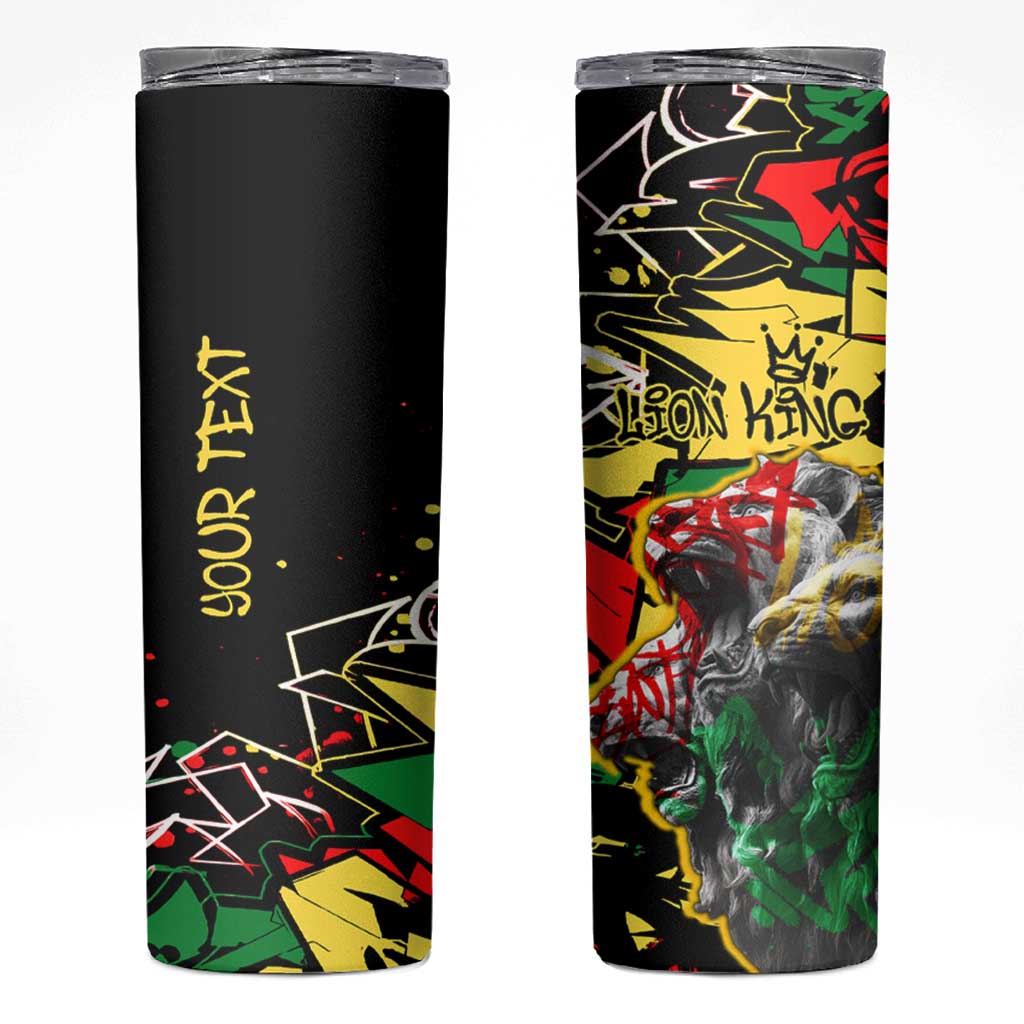 Lion King Africa Graffiti Street Art Skinny Tumbler Bold Text and Neon Colors Design - Wonder Print Shop