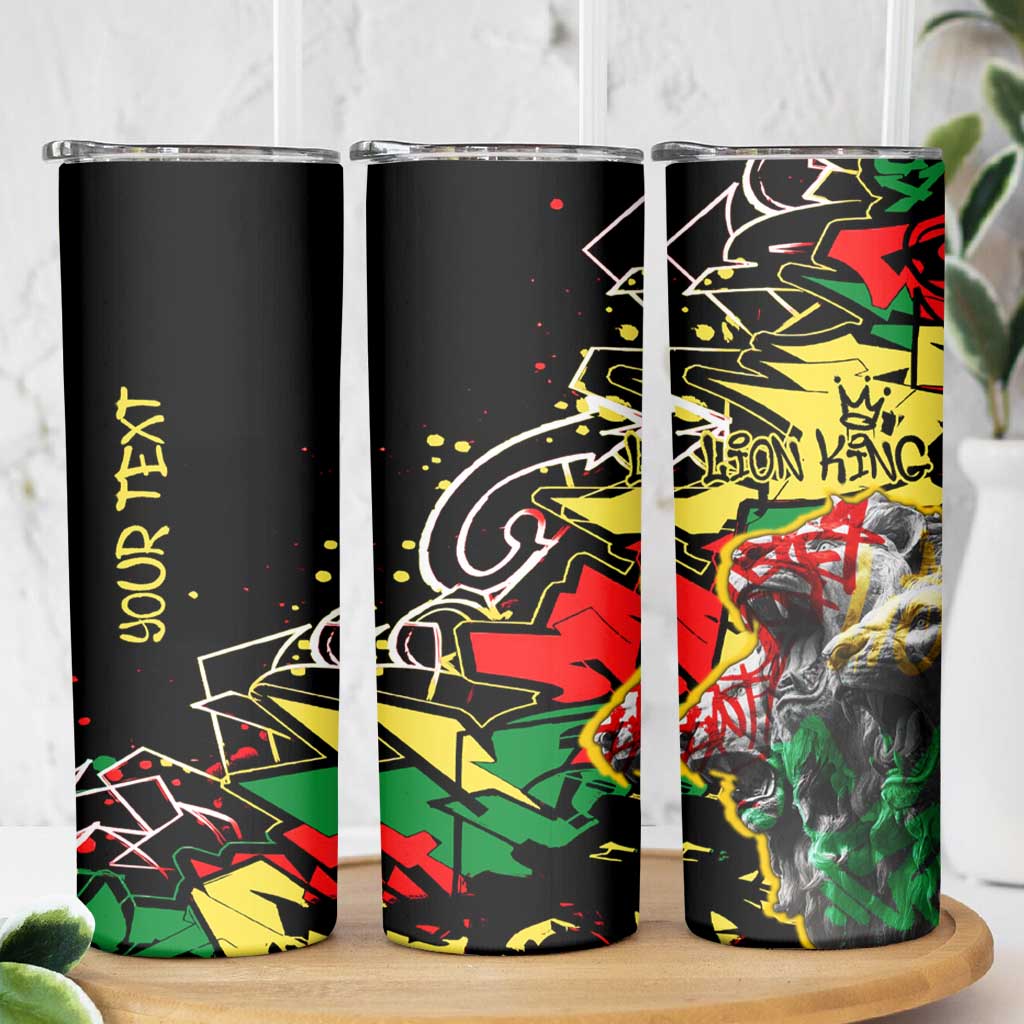 Lion King Africa Graffiti Street Art Skinny Tumbler Bold Text and Neon Colors Design - Wonder Print Shop