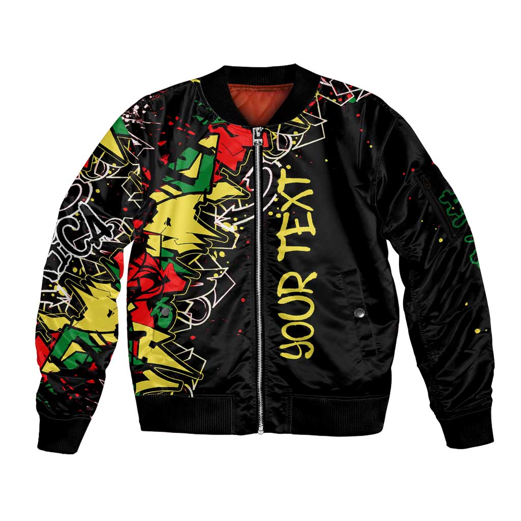Lion King Africa Graffiti Street Art Sleeve Zip Bomber Jacket Bold Text and Neon Colors Design - Wonder Print Shop