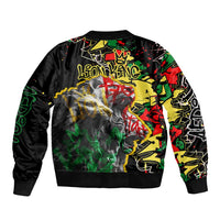 Lion King Africa Graffiti Street Art Sleeve Zip Bomber Jacket Bold Text and Neon Colors Design - Wonder Print Shop