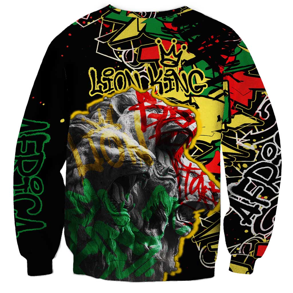Lion King Africa Graffiti Street Art Sweatshirt Bold Text and Neon Colors Design - Wonder Print Shop