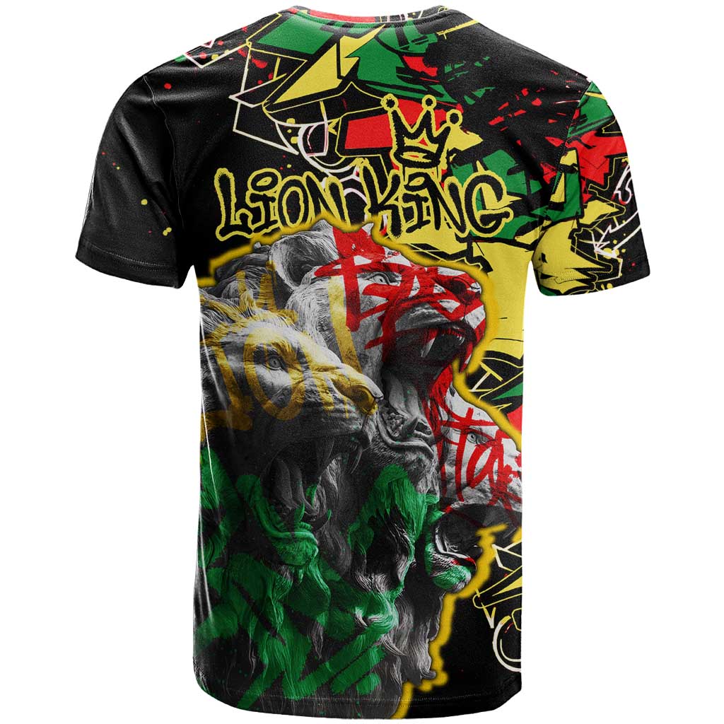 Lion King Africa Graffiti Street Art T Shirt Bold Text and Neon Colors Design - Wonder Print Shop