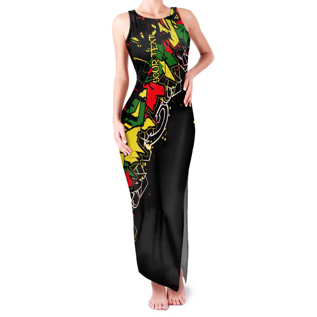 Lion King Africa Graffiti Street Art Tank Maxi Dress Bold Text and Neon Colors Design - Wonder Print Shop