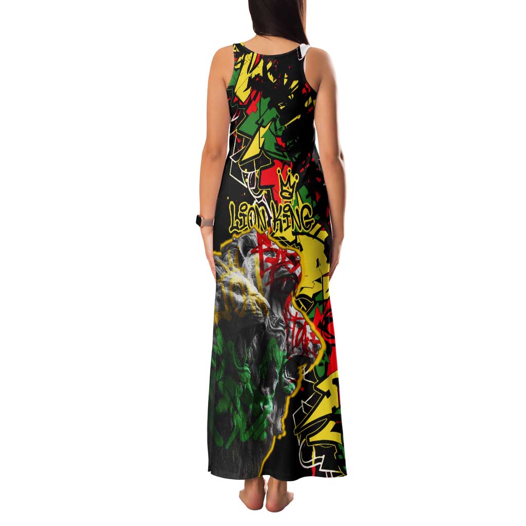 Lion King Africa Graffiti Street Art Tank Maxi Dress Bold Text and Neon Colors Design - Wonder Print Shop