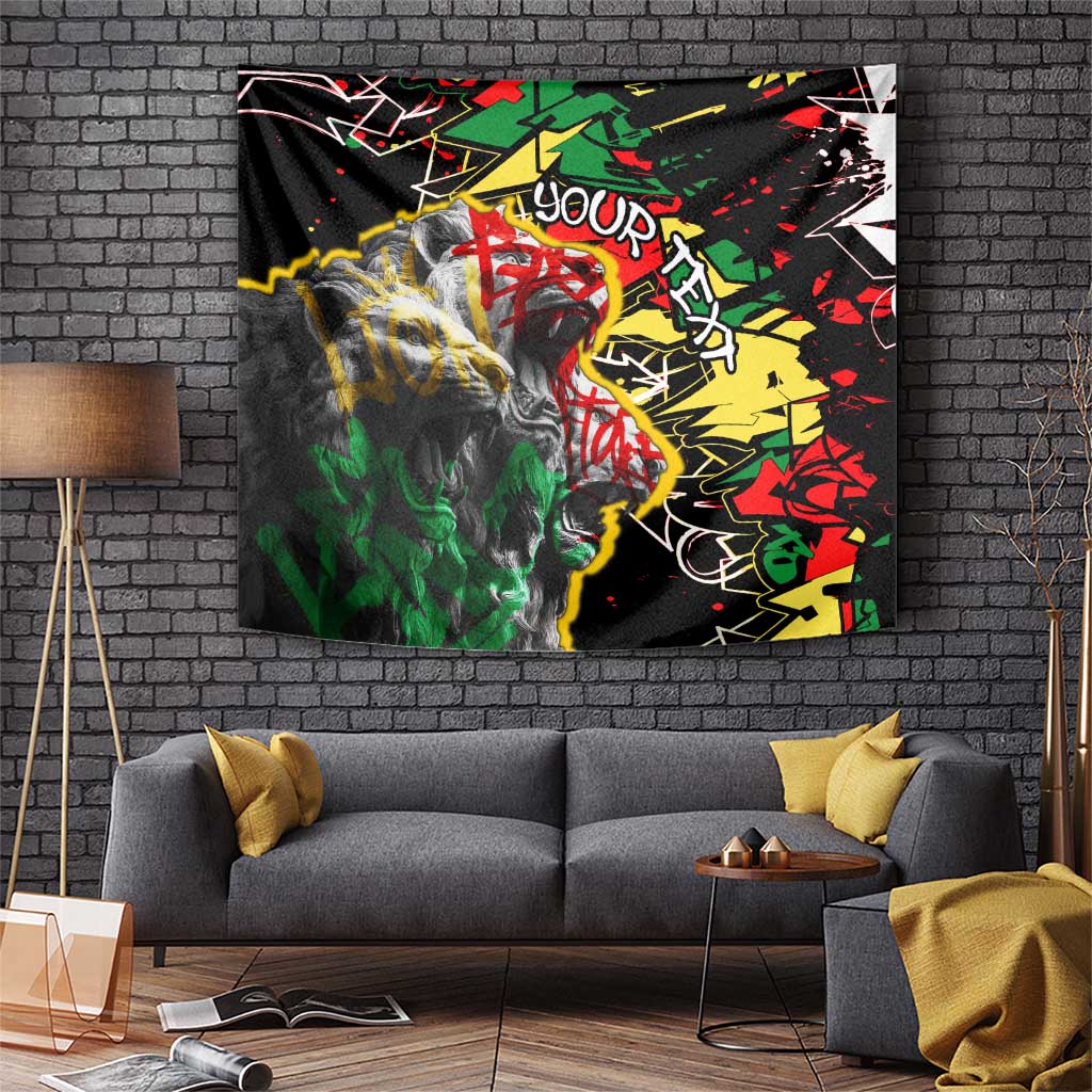 Lion King Africa Graffiti Street Art Tapestry Bold Text and Neon Colors Design - Wonder Print Shop