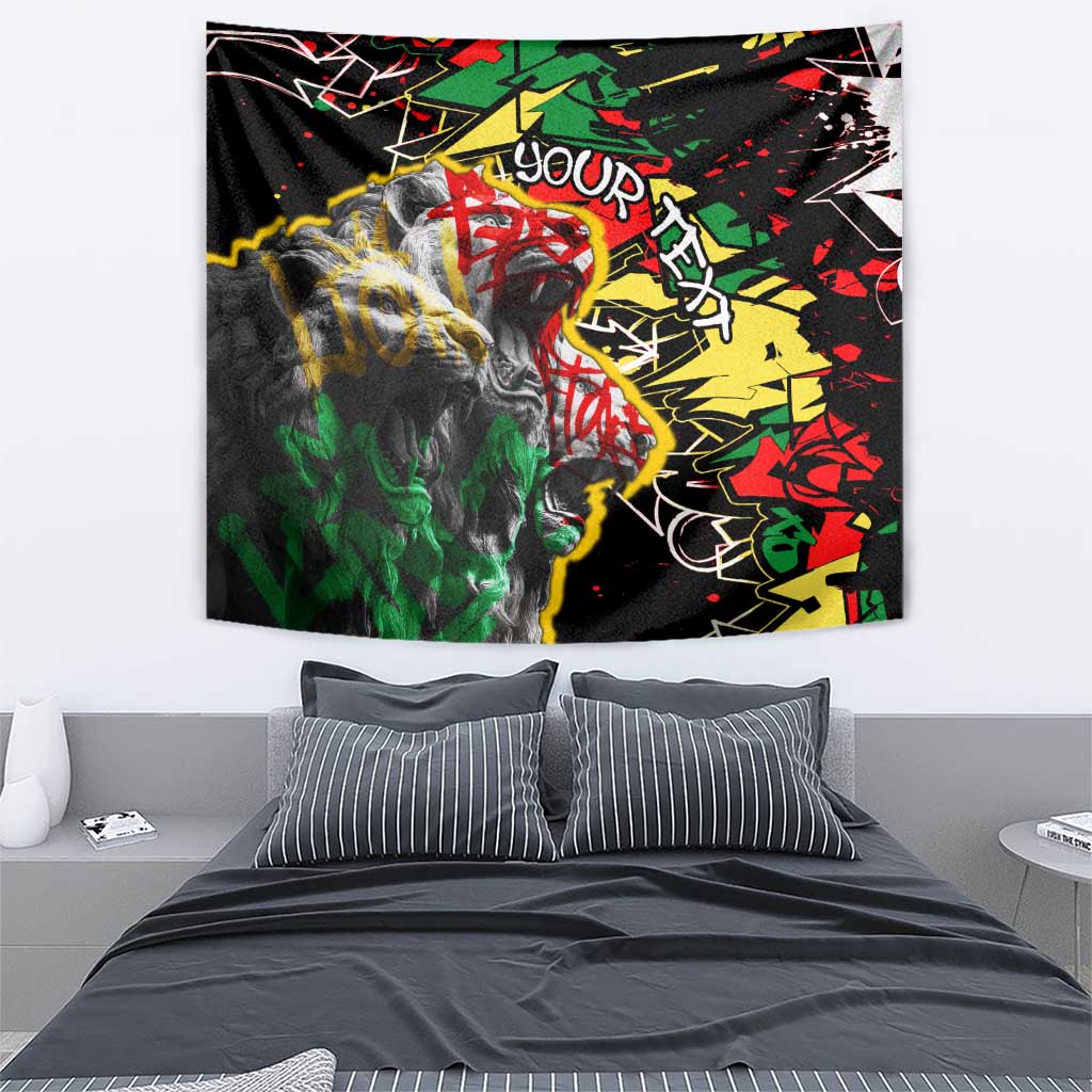 Lion King Africa Graffiti Street Art Tapestry Bold Text and Neon Colors Design - Wonder Print Shop