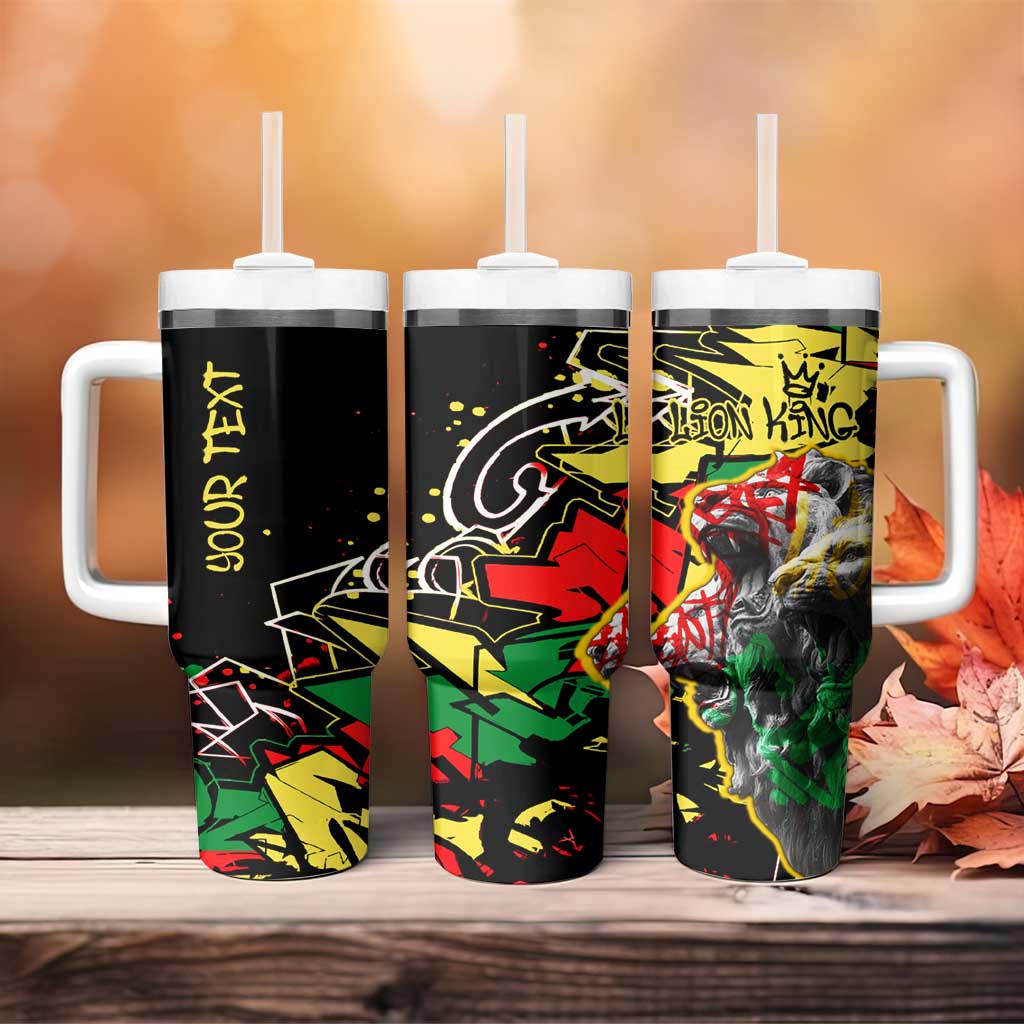 Lion King Africa Graffiti Street Art Tumbler With Handle Bold Text and Neon Colors Design - Wonder Print Shop