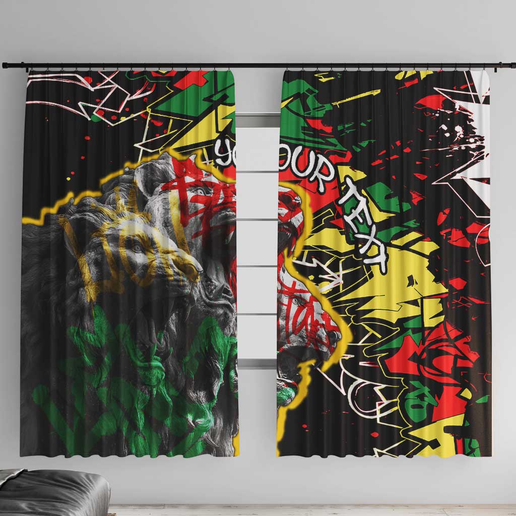 Lion King Africa Graffiti Street Art Window Curtain Bold Text and Neon Colors Design - Wonder Print Shop