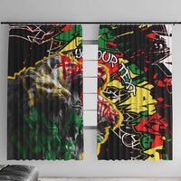 Lion King Africa Graffiti Street Art Window Curtain Bold Text and Neon Colors Design - Wonder Print Shop