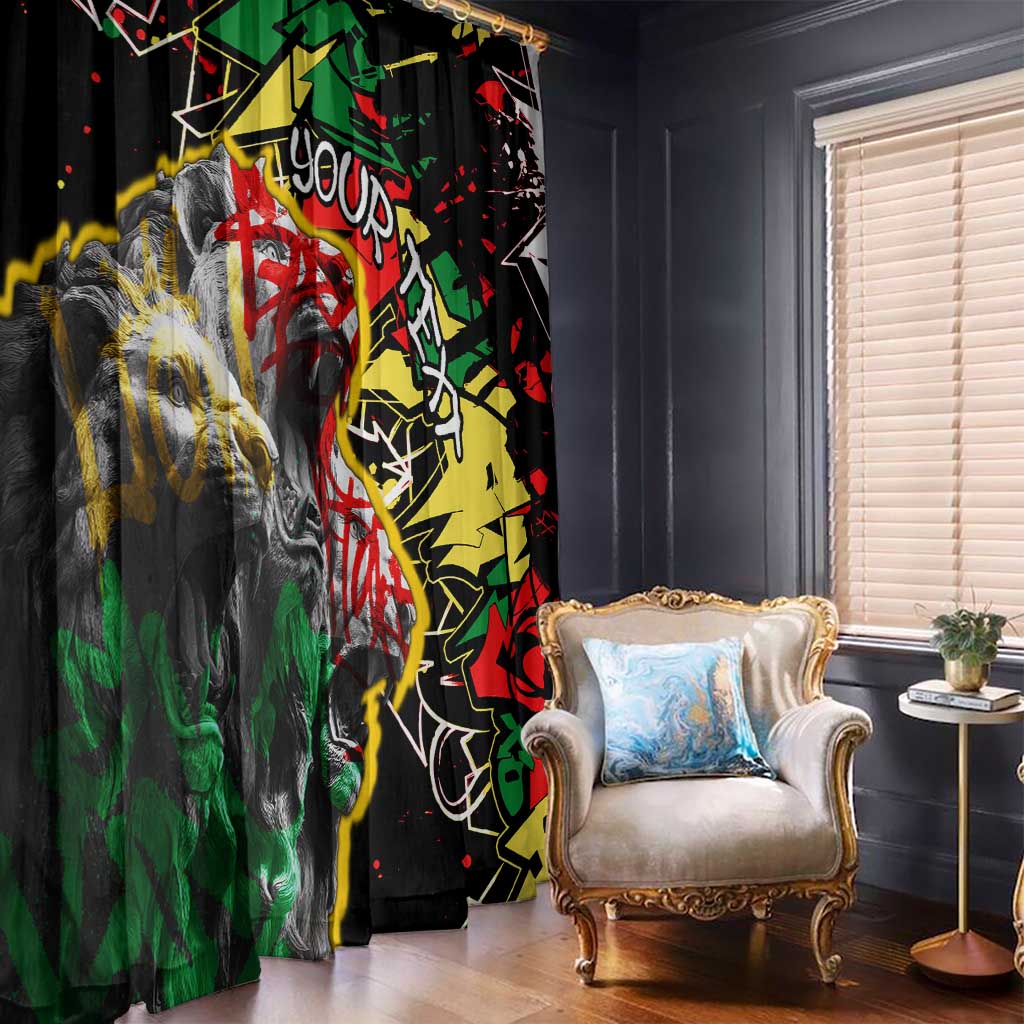 Lion King Africa Graffiti Street Art Window Curtain Bold Text and Neon Colors Design - Wonder Print Shop