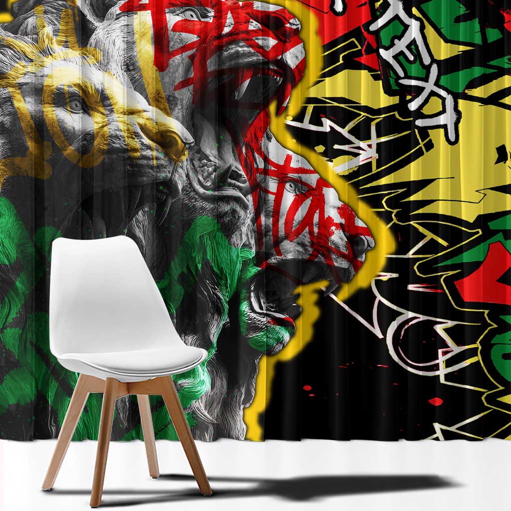 Lion King Africa Graffiti Street Art Window Curtain Bold Text and Neon Colors Design - Wonder Print Shop