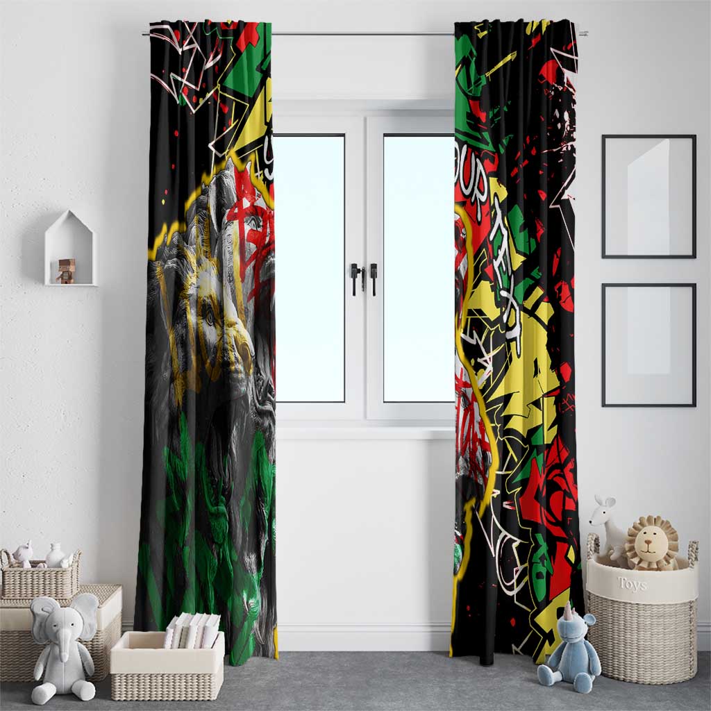 Lion King Africa Graffiti Street Art Window Curtain Bold Text and Neon Colors Design - Wonder Print Shop