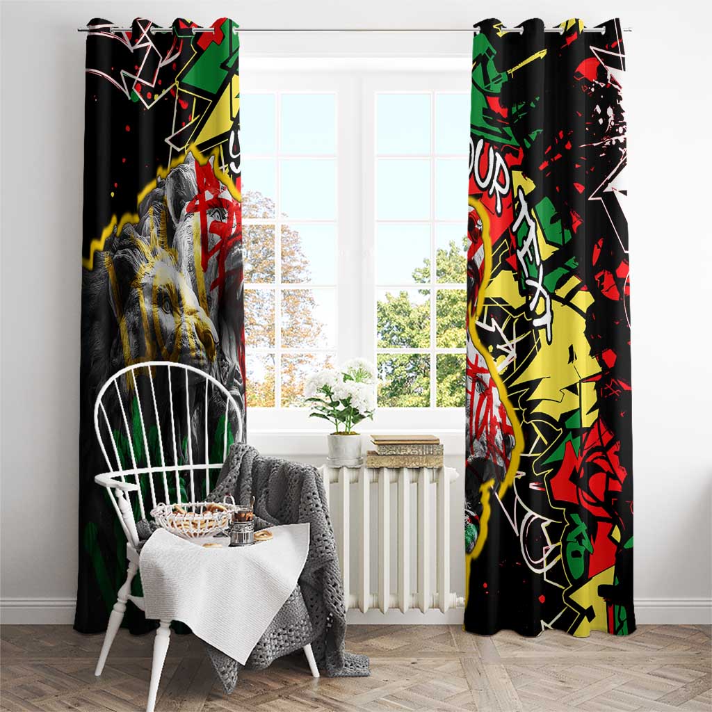 Lion King Africa Graffiti Street Art Window Curtain Bold Text and Neon Colors Design - Wonder Print Shop