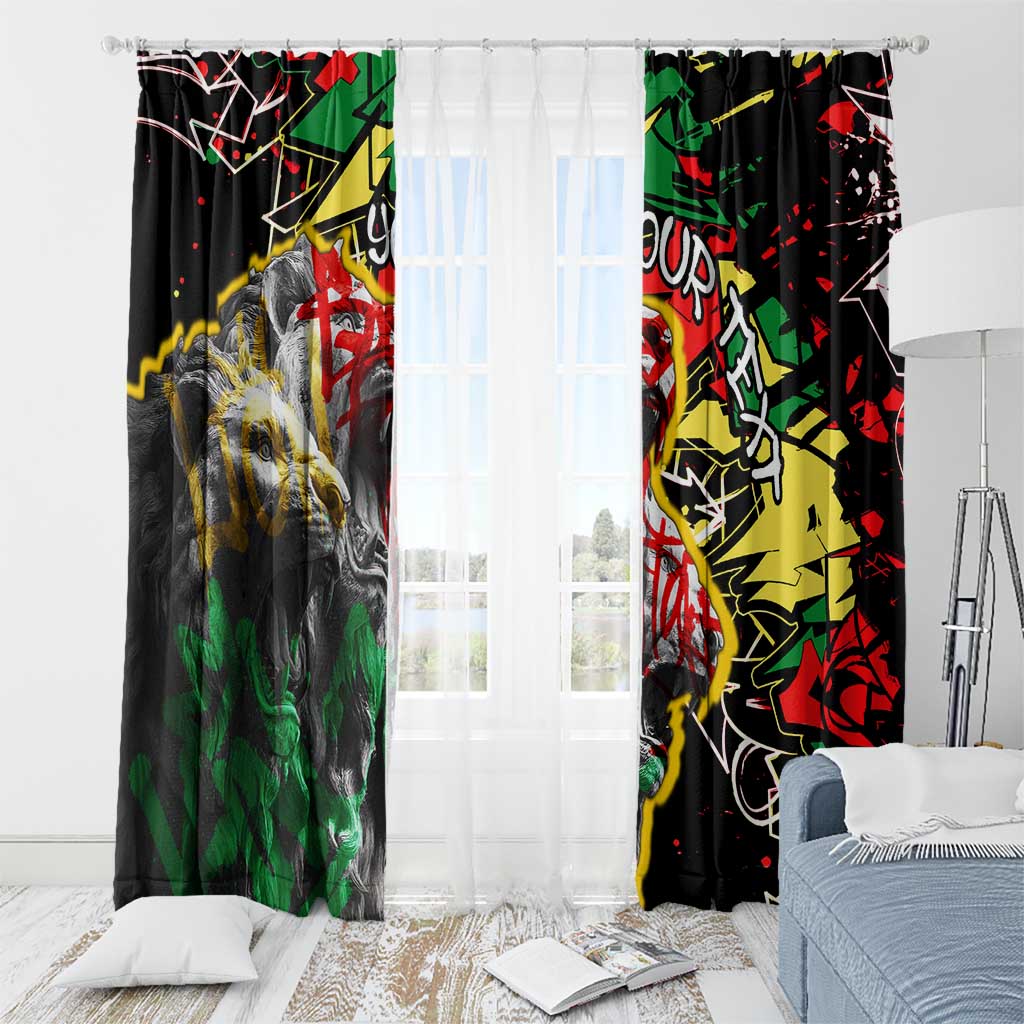 Lion King Africa Graffiti Street Art Window Curtain Bold Text and Neon Colors Design - Wonder Print Shop