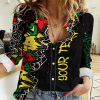 Lion King Africa Graffiti Street Art Women Casual Shirt Bold Text and Neon Colors Design - Wonder Print Shop