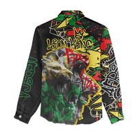 Lion King Africa Graffiti Street Art Women Casual Shirt Bold Text and Neon Colors Design - Wonder Print Shop