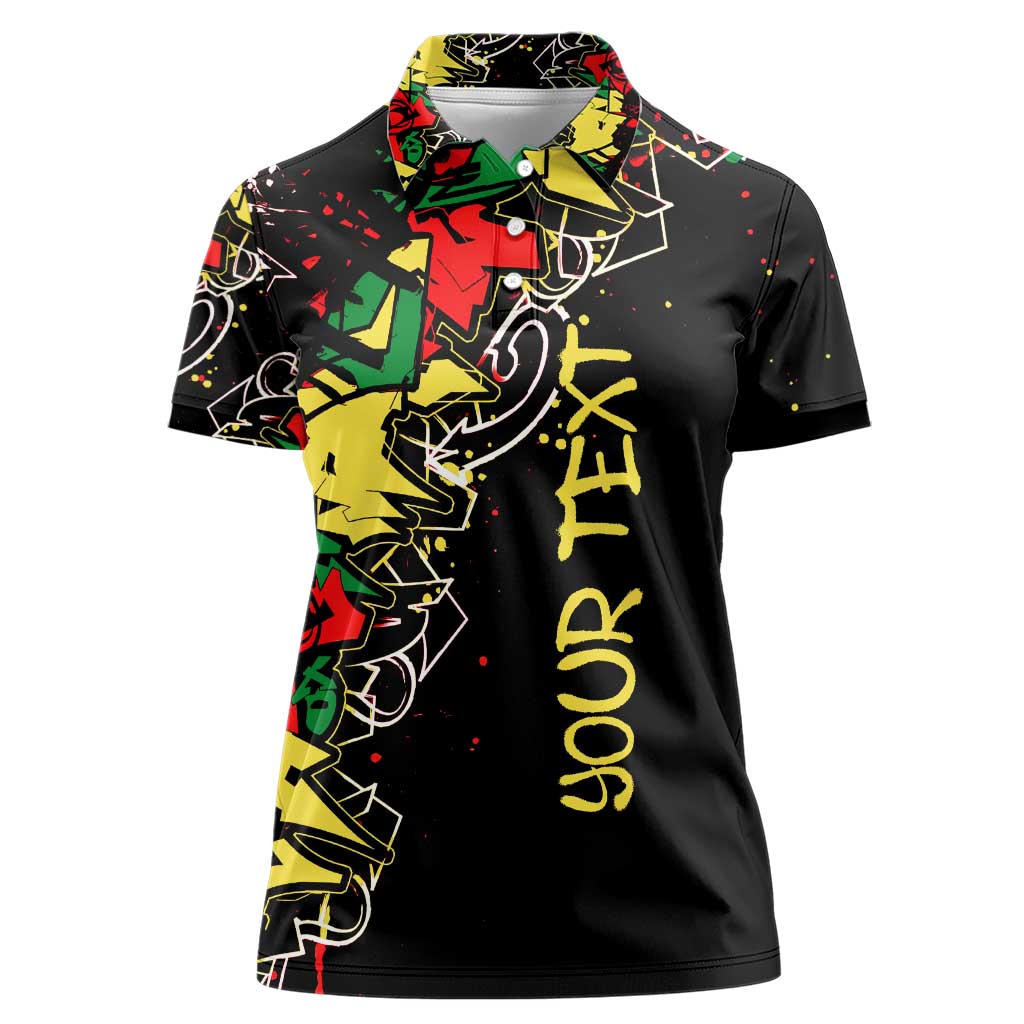 Lion King Africa Graffiti Street Art Women Polo Shirt Bold Text and Neon Colors Design - Wonder Print Shop