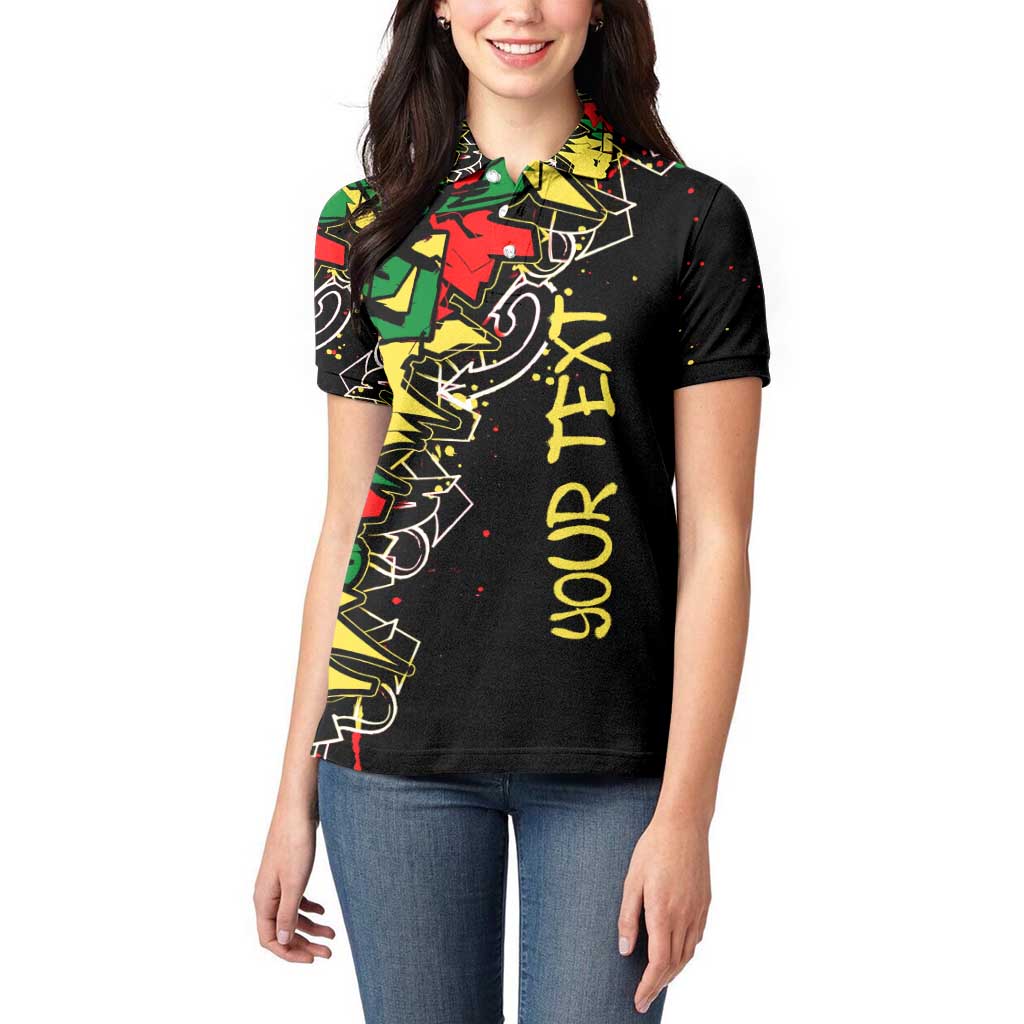Lion King Africa Graffiti Street Art Women Polo Shirt Bold Text and Neon Colors Design - Wonder Print Shop