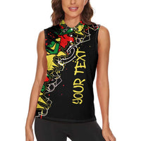 Lion King Africa Graffiti Street Art Women Sleeveless Polo Shirt Bold Text and Neon Colors Design - Wonder Print Shop